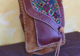 Guatemalan Huipil Bag Leather